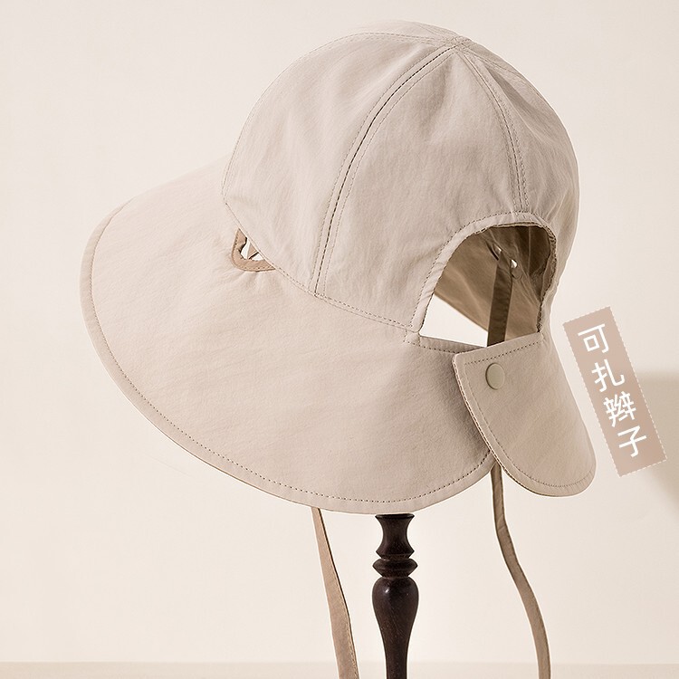 Double-Sided Ponytail Sun Hat for Women with Braids, Fisherman Hat, Sun Protection, Uv Protection, Sun Basin Hat, Large Head Circumference