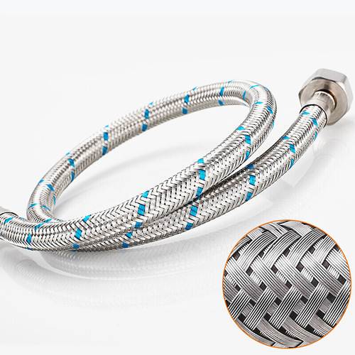 304 stainless steel braided hose hot and cold faucet single-head kitchen basin faucet pointed explosion-proof water inlet pipe