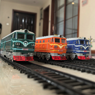 Dongfeng locomotive 4B diesel locomotive simulation electric rail train green leather train model toy