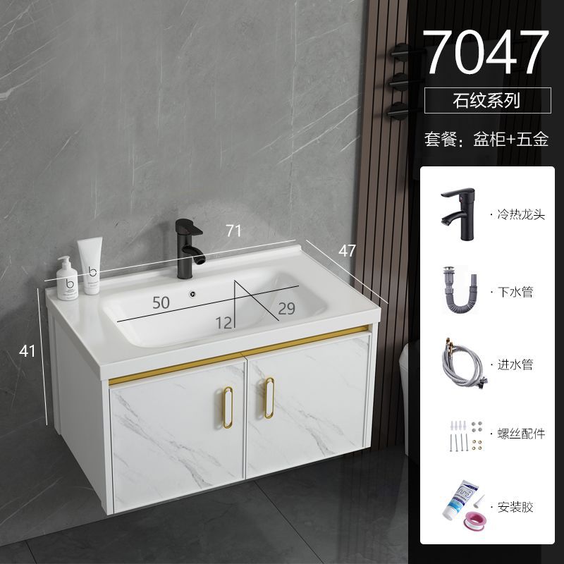 Mueble de baño de aluminio espacio minimalista moderno lavabo pequeño apartamento baño lavabo de cerámica combinación de gabinete