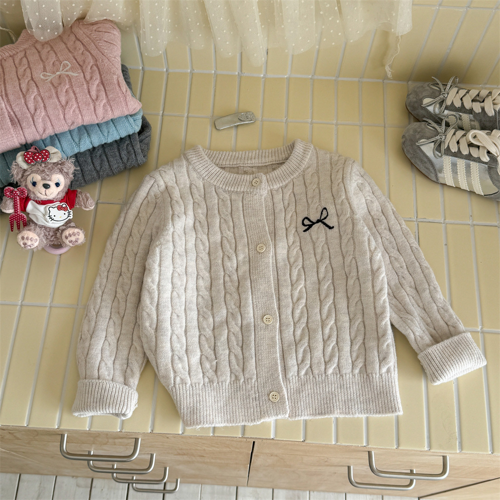 Ningli 無地秋の森ニットカーディガン春と秋の新しい子供のファッション女の赤ちゃん秋のセータージャケット