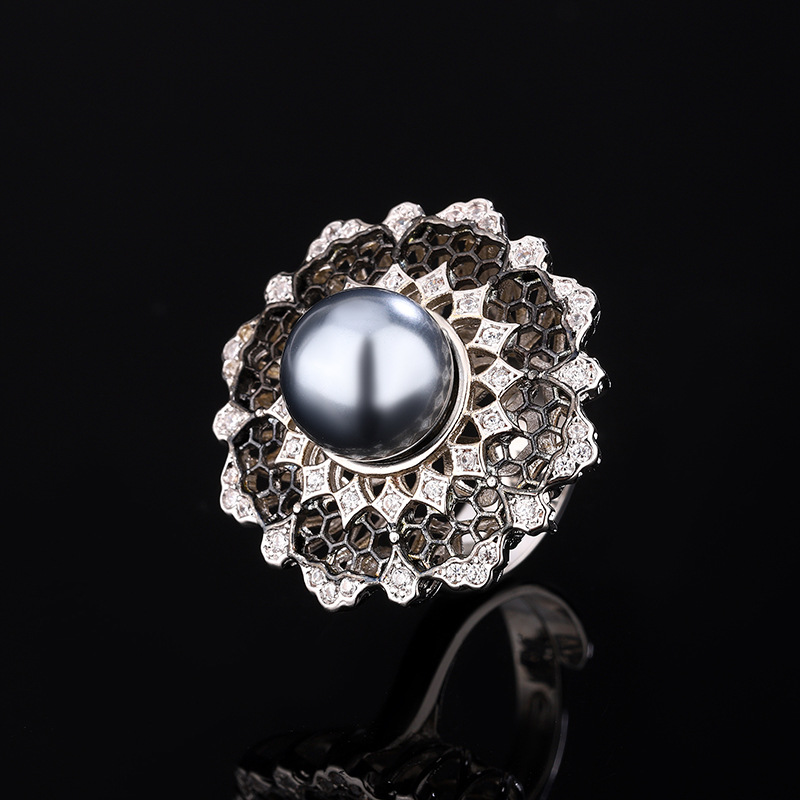 2024 nuevo estilo Zhuang Shengsheng joyería fondo de cobre chapado en gris perla moda retro juego de trefilado 12-10mm