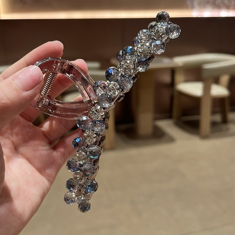 韓国版の軽い高級ラインストーンクリップ、高級感、中型ヘアクリップ、気質、女性用ハーフタイヘアクリップ、ヘアアクセサリー、ヘッドドレス|undefined