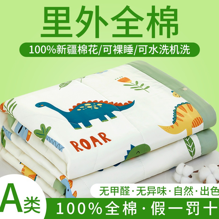 新疆棉花纯棉夏被A类母婴级全棉裸睡卡通ins风小清新空调被子被芯