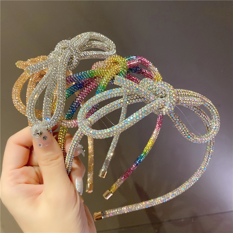 90g Weight Hair Band Hair Accessories Type 1 Piece Quantity Carnival, Street Occasion Hot Drill Material Bow Knot Pattern Women's Gender Diamond Design Fairy Style Style Fairy Style Women's Bow Knot Hot Drill Diamond Hair Band 1