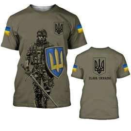 乌克兰图腾系列3D印花男式休闲短袖t恤 跨境新款男装T恤外贸货源