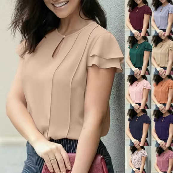 European and American Cross-Border Fashion Casual Women's Short-Sleeved Shirts, New Summer Tops, Aliexpress Temu Hot-Selling Items European and American Cross-Border Fashion Casual Women's Short-Sleeved Shirts, New Summer Tops, Aliexpress Temu Hot-Selling Items