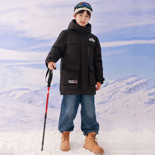  new children's down jacket boys medium and long Korean style thickened versatile loose children's clothing medium and large children's winter clothing