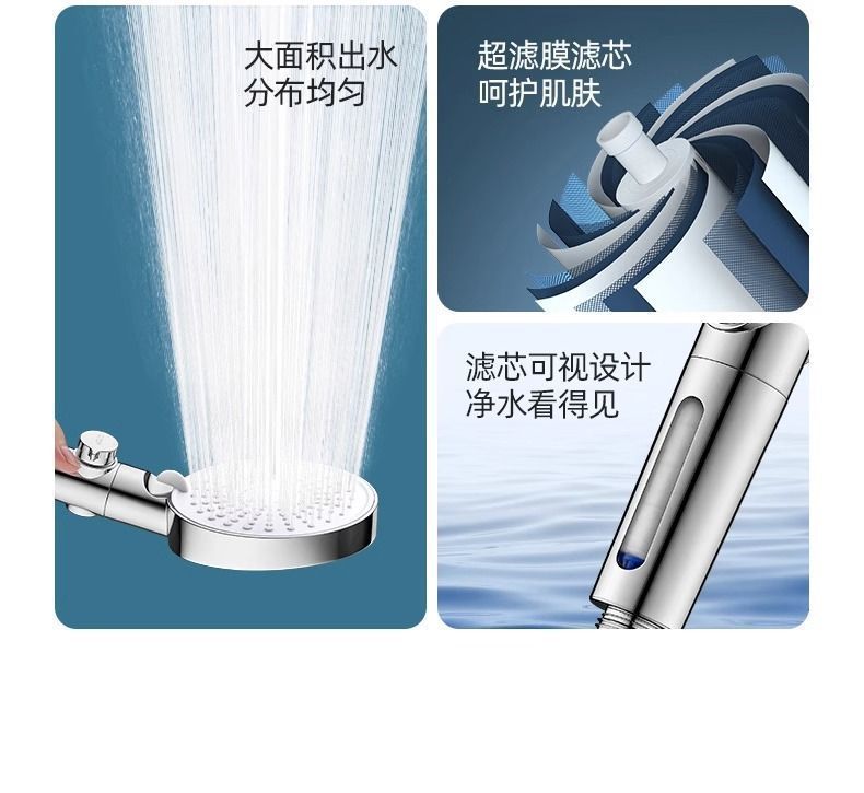 The new product has been upgraded with a six-speed pressurized filter showerhead, a shower head, and a pressurized nozzle for home bathing and soaking in the rain undefined