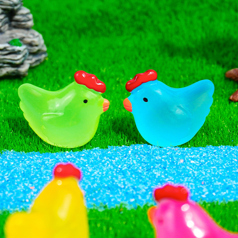 Micro paisaje jardinería musgo paisajismo bricolaje accesorios de decoración hechos a mano lindo animal gallina pequeña decoración luminosa