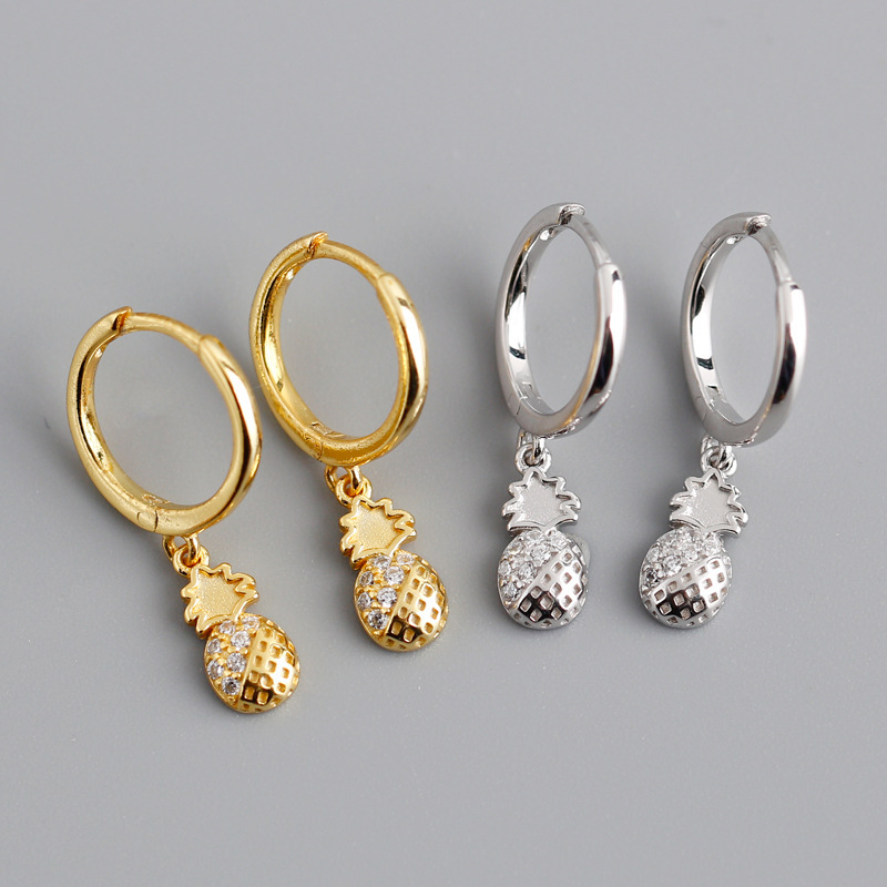2021 New CrossBorder European and American Ear Clip Affordable Luxury Fashion Diamond PineappleShaped J Fashion Simple Stud Earrings Ear Clip Accessoriespicture12