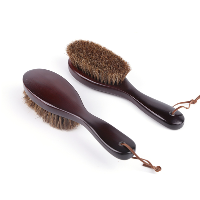 马毛长柄软毛鞋刷扫床刷大衣翻毛刷皮鞋清洁抛光上油实木鬃毛刷子