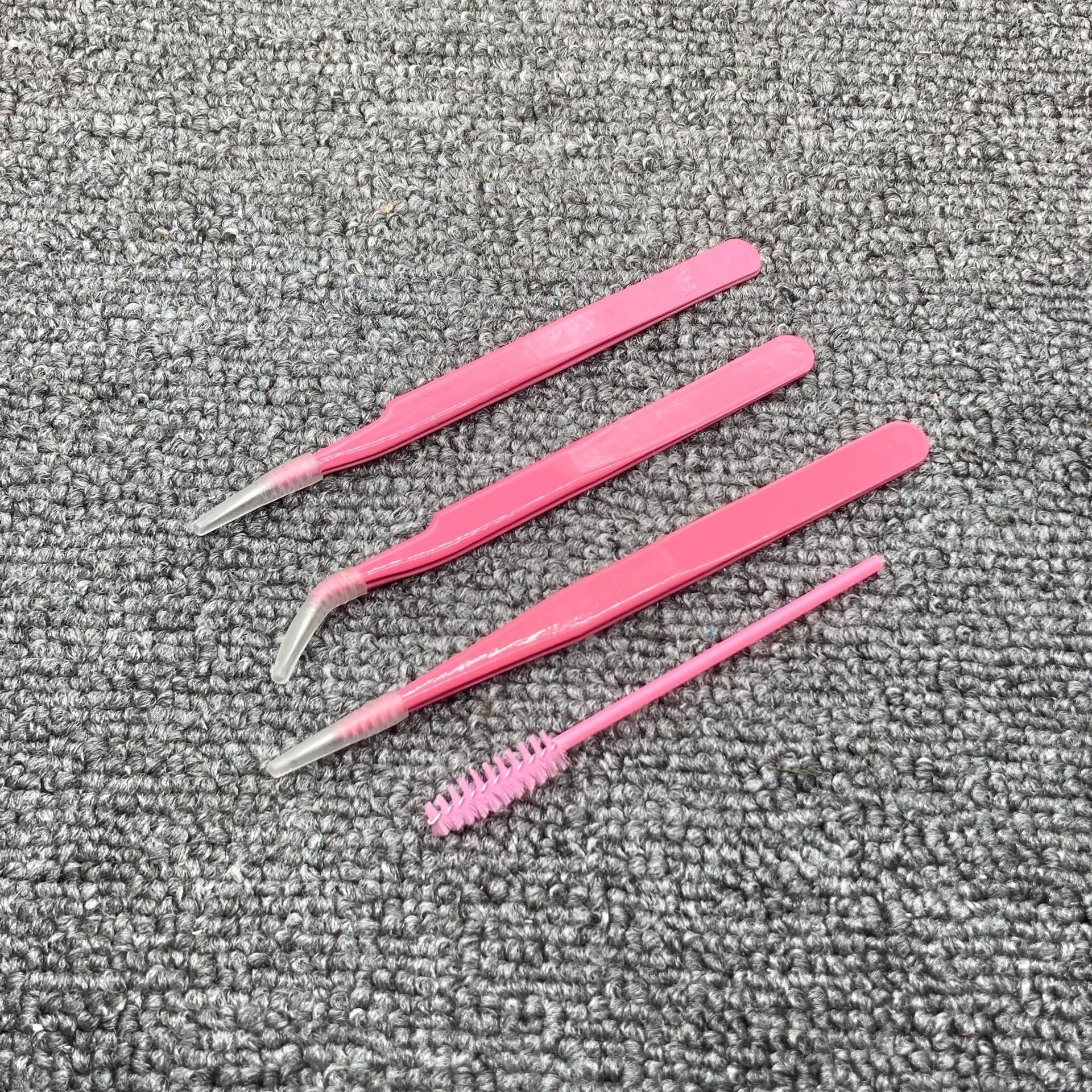 不锈钢彩色镊子 嫁接睫毛镊子套装 粉色青色黑色夹子 弯镊直镊