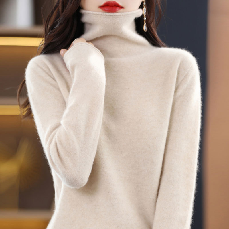 【厂家直供】堆堆高领女士毛衣秋冬新款纯色百搭宽松洋气打底上衣