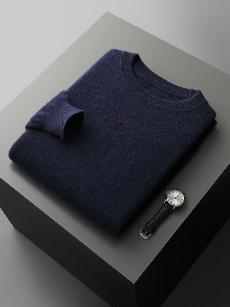 Demi-season woolen men's keep warm solid color cashmere base…