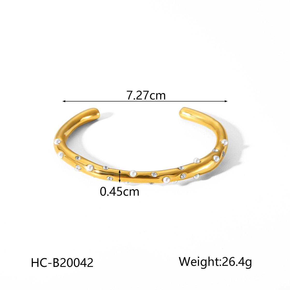 Pulsera de acero inoxidable transfronteriza europea y americana, temperamento irregular, sentido de alta calidad, pulsera abierta de perlas, no se desvanece, joyería de acero de titanio