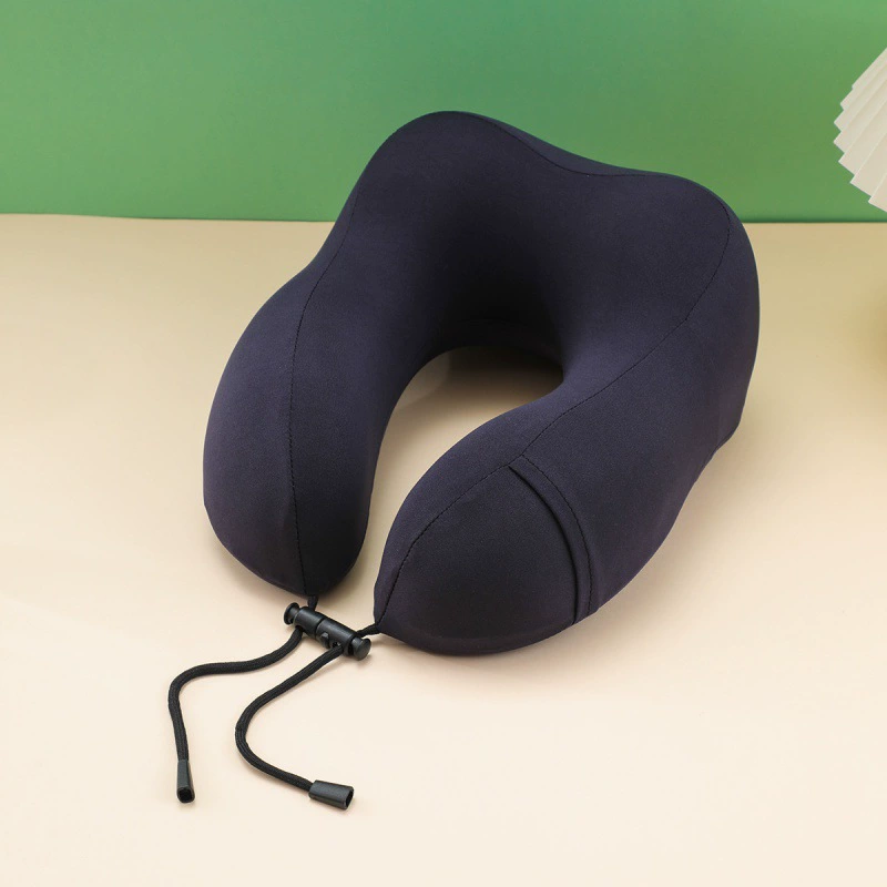 Silk Travel Neck Pillow, U-Shape Memory Foam, Adjustable Drawstring, Neck Protection (Multiple Colors)