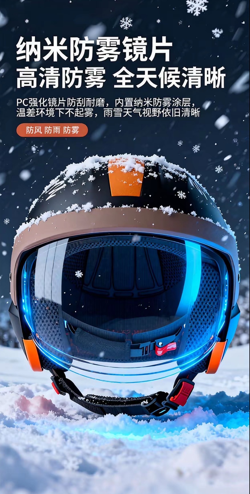 3C certified high-end silver-plated lens Class A hidden helmet for electric scooters and motorcycles, rainproof, unisex