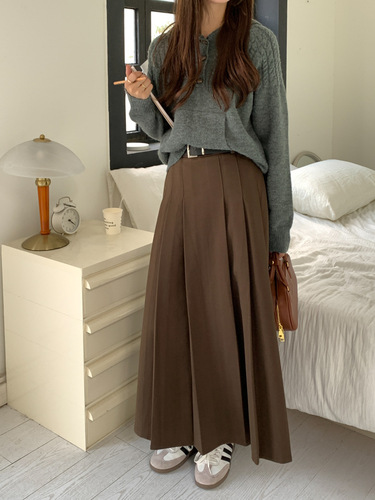 GAGD French Style Pleated A-line Wool Blazer Skirt - Autumn/Winter High-Waisted Retro Medium-Length Pleated Skirt