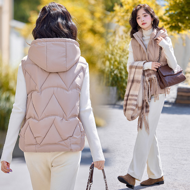 Comercio exterior transfronterizo chaleco de algodón de plumón de mujeres otoño y invierno nuevo tipo pequeño chaqueta de abrazadera de caballo de cuello vertical con hombro de camisa
