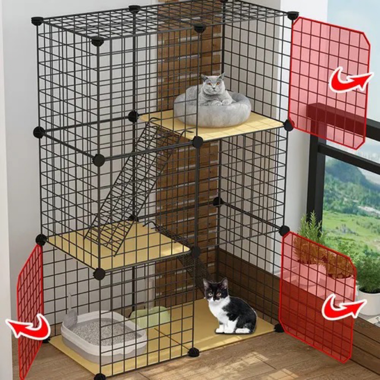 宠物猫笼兔子窝豚鼠猫狗宠物围栏龙猫猫笼别墅笼子