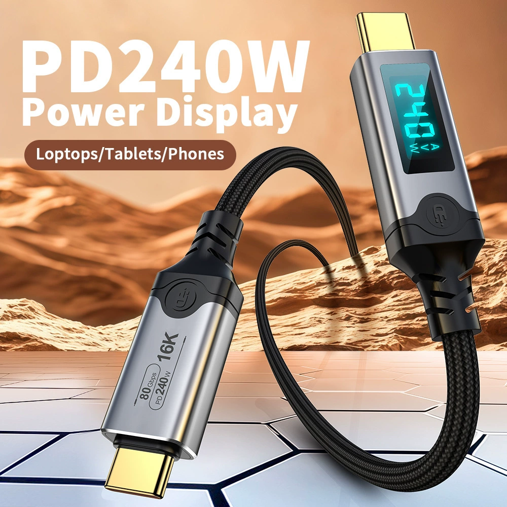 USB5.0 Thunderbolt 5 data cable 80Gbps speed PD240W fast charging 16K60Hz video cable USB-C cable