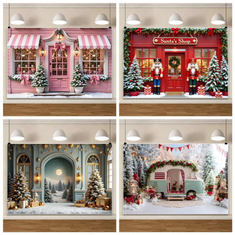 Winter Snow Scene Christmas House Wreath Gift Box Party Decoration Foreign Trade New Photo Material Photography Background Cloth Winter Snow Scene Christmas House Wreath Gift Box Party Decoration Foreign Trade New Photo Material Photography Background Cloth