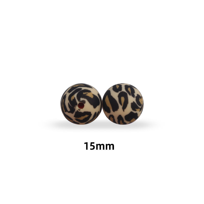 15mm leopardo pétalo color cuentas de transferencia de agua granos de silicona de calidad alimentaria DIY joyería chupete cadena teether pulsera