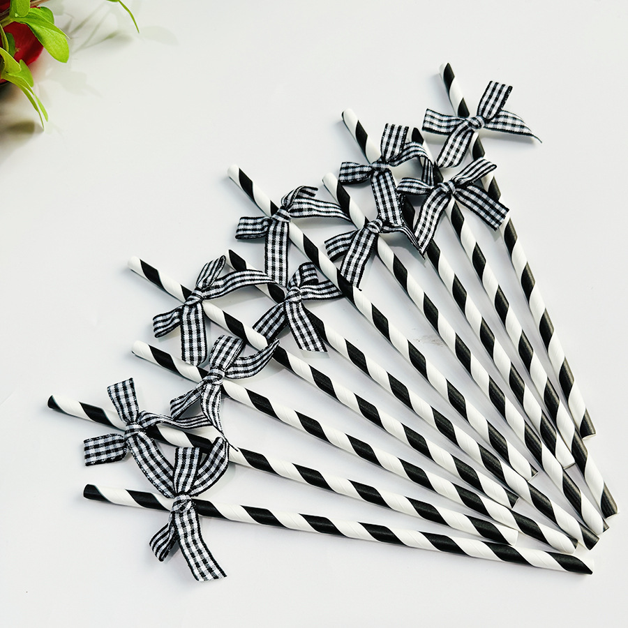 Inventario creativo de papel de arco de cuadrillas de paja decoración de fiesta mesa de postres vestido de cumpleaños botella de pudín inserción de Navidad