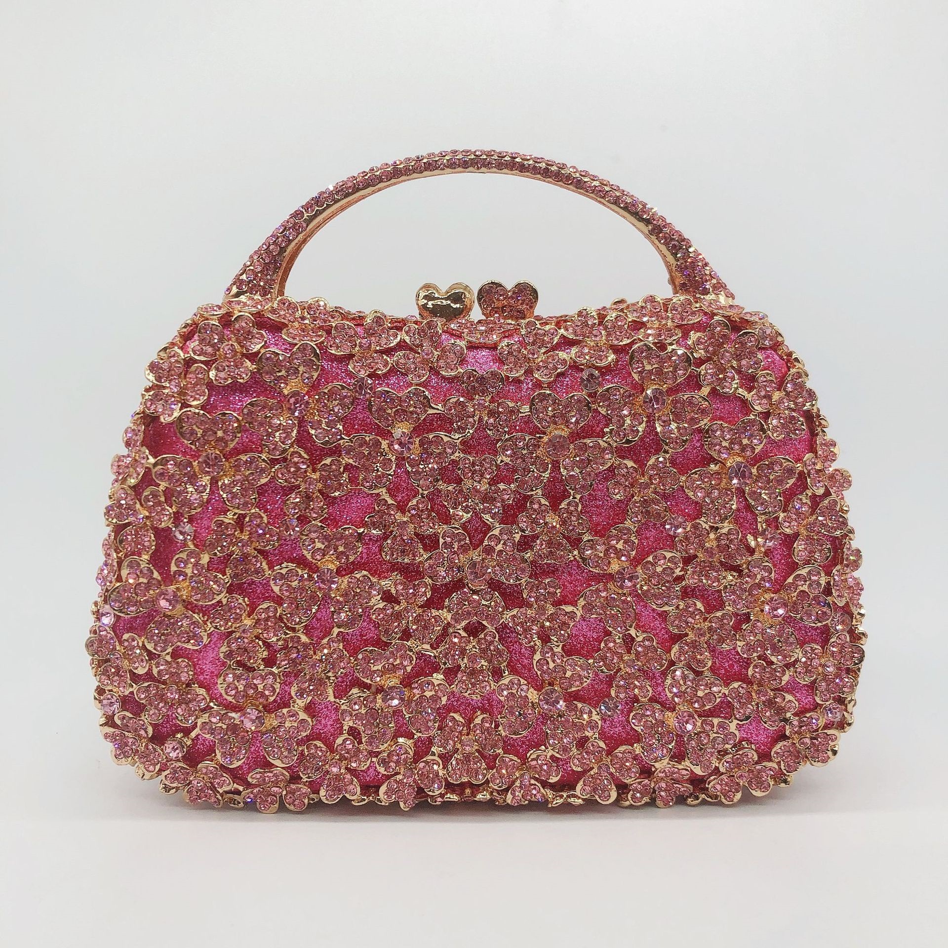 Clutch bag diamantes de trébol cena bolsa de metal vacío bolsa de mano de mujer cadena de hombro mochila de aleación
