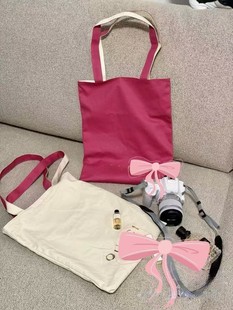 Student double-sided portable one-shoulder canvas bag cotton shopping bag environmentally friendly bag multifunctional crossbody versatile portable crossbody