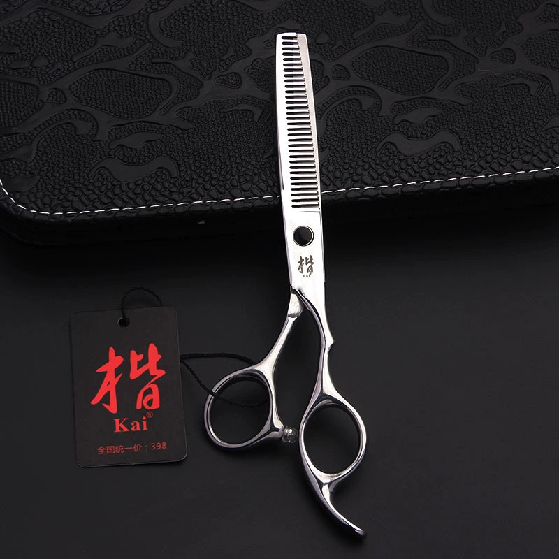 Hairdressing Scissors Set, 2-Piece (Flat + Thinning), black gemstone handles, salon kit