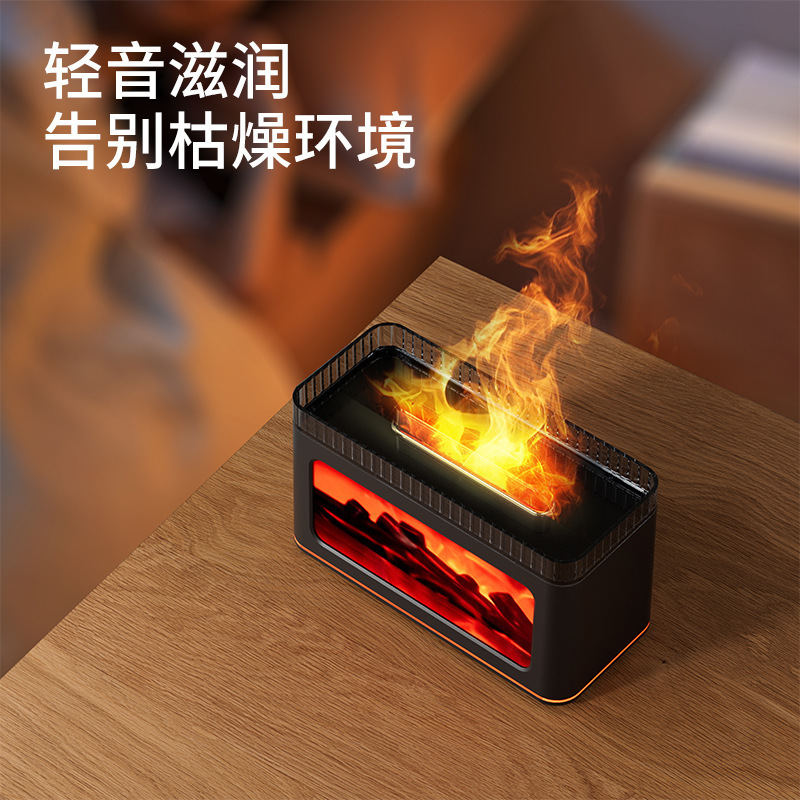 跨境新款仿真3d壁炉麋鹿香薰机家用桌面精油香氛机七彩火焰喷雾机|undefined