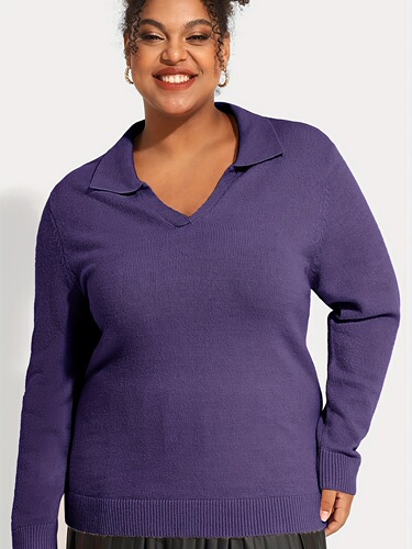Plus Size Women's Long Sleeve Pullover Sweaters