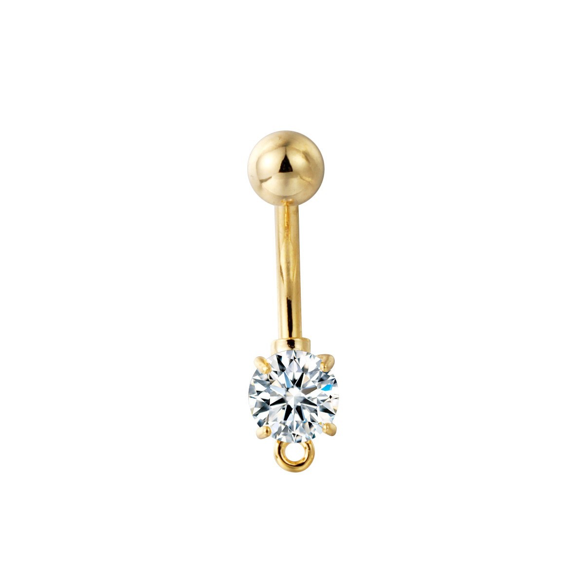 Diamond-encrusted Navel Stud For Women, Elegant Belly Button Ring_voghion.com
