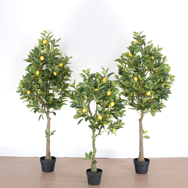 Simulación de planta de interior con fruta con maceta de árbol de limón Decoración del hogar Plantas verdes en maceta Simulación de árbol de limón naranjo
