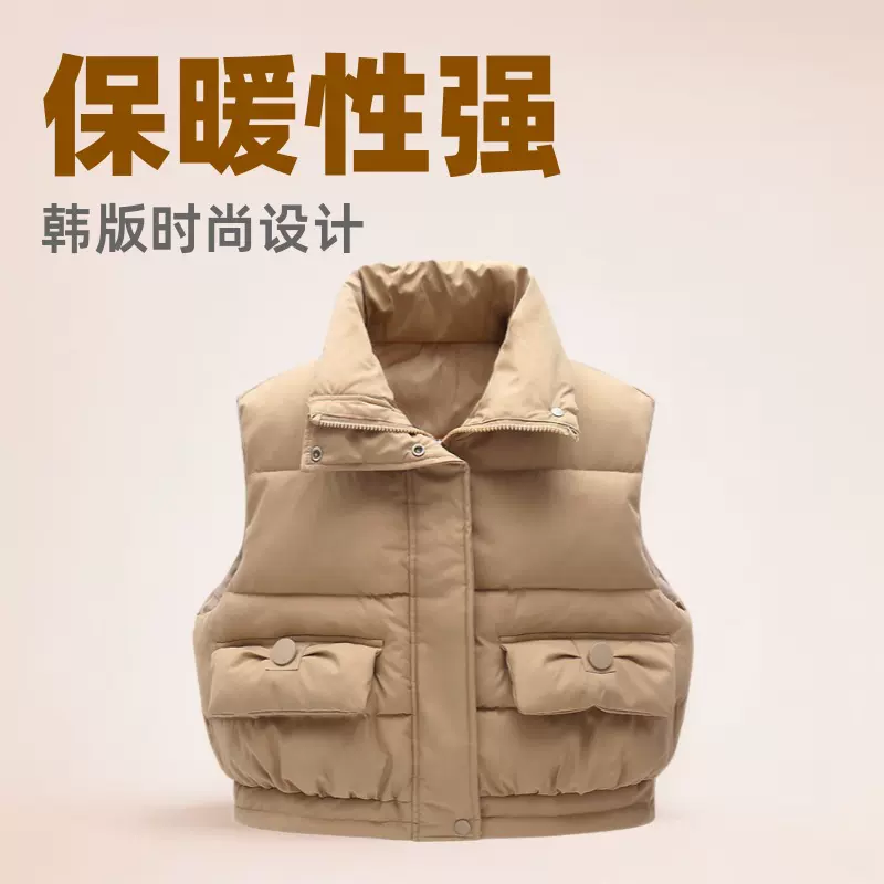 秋冬新品女童羽绒棉马甲中大童坎肩背心外穿立领棉马夹2025年韩版