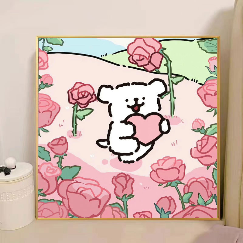 ライン子犬デジタル油絵 diy 手描き落書き漫画かわいい癒しの装飾メーカー卸売|undefined