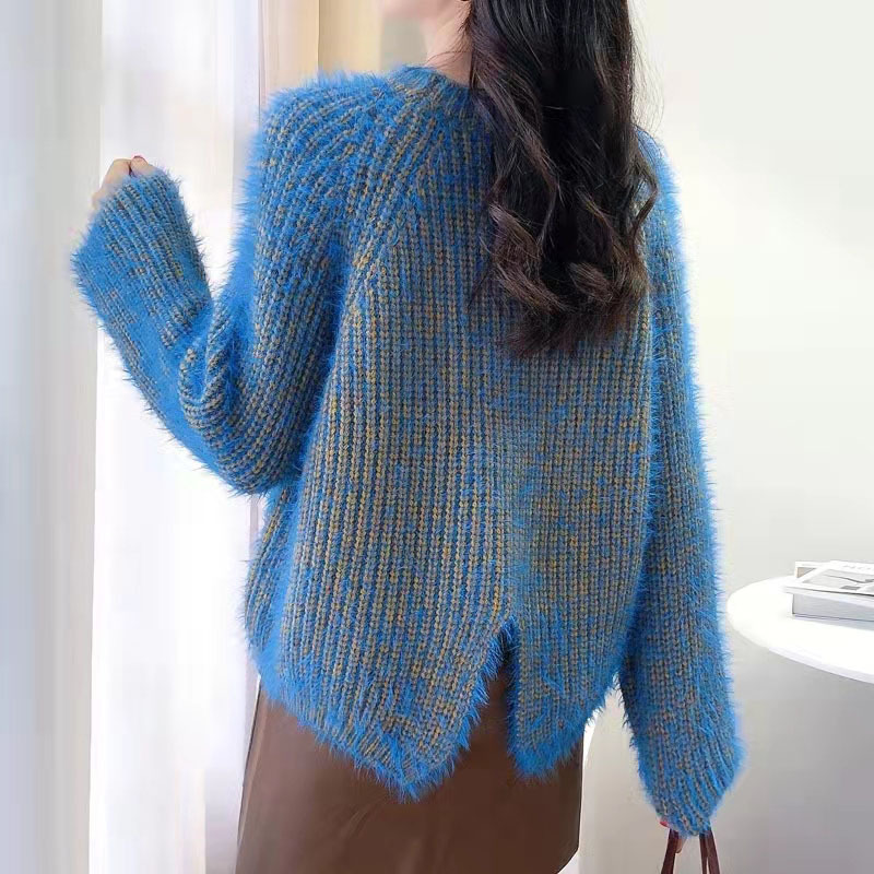 Popular mink velvet sweater women's loose short lazy style long sleeve knitted top outer wear western style bottoming shirt thickened Popular mink velvet sweater women's loose short lazy style long sleeve knitted top outer wear western style bottoming shirt thickened
