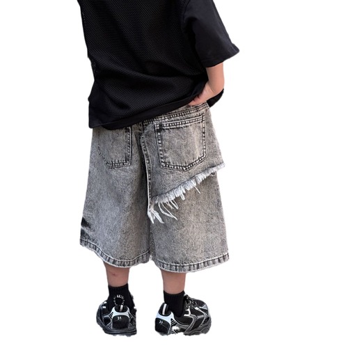 Tairu 2024 new summer style Korean style boys' fashion cool design American jeans children's shorts trendy