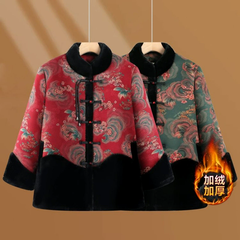 Keep warm fleece winter down jacket for mother, for middle age