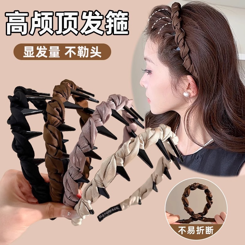 简约黑色插梳发箍女新款素色布艺蓬松高颅顶头箍时尚压发洗脸发捆|undefined