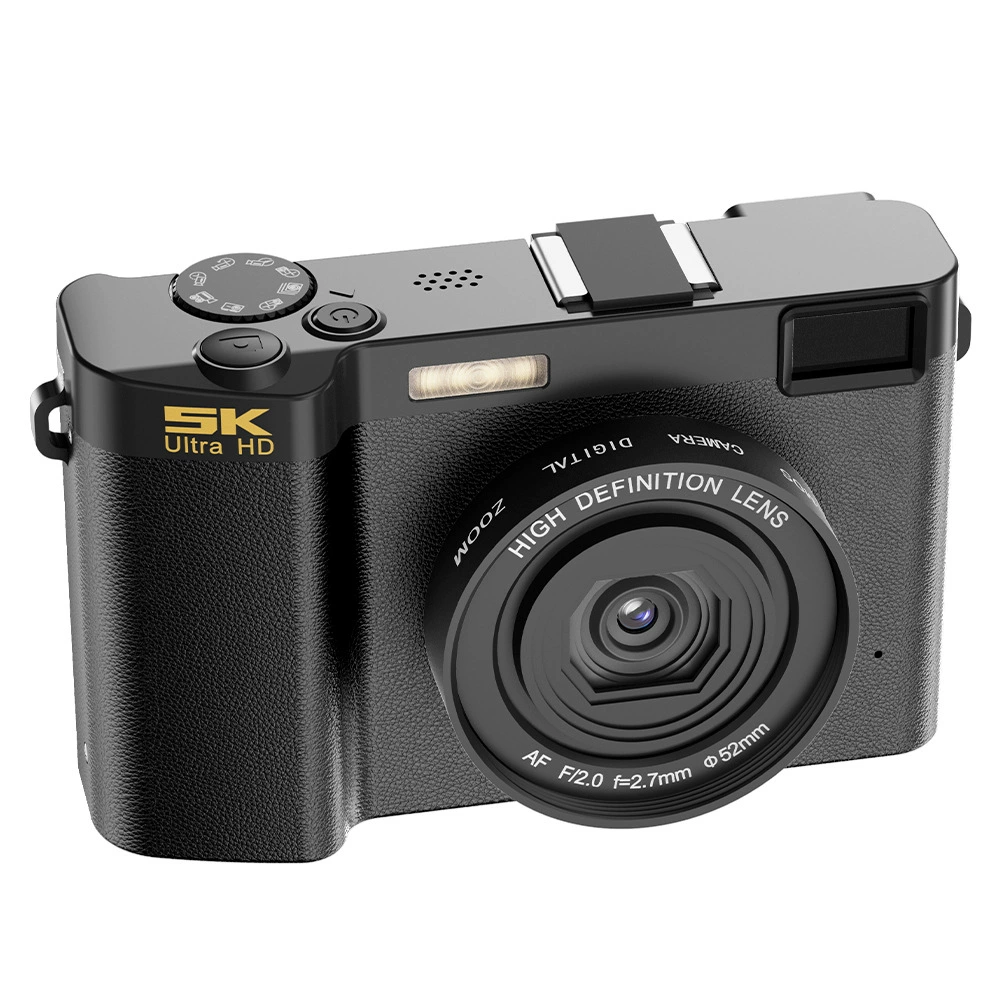Digital Camera 5K, 64MP Dual Front-Rear Cameras, Wi‑Fi Self-Timer, Entry-Level Compact
