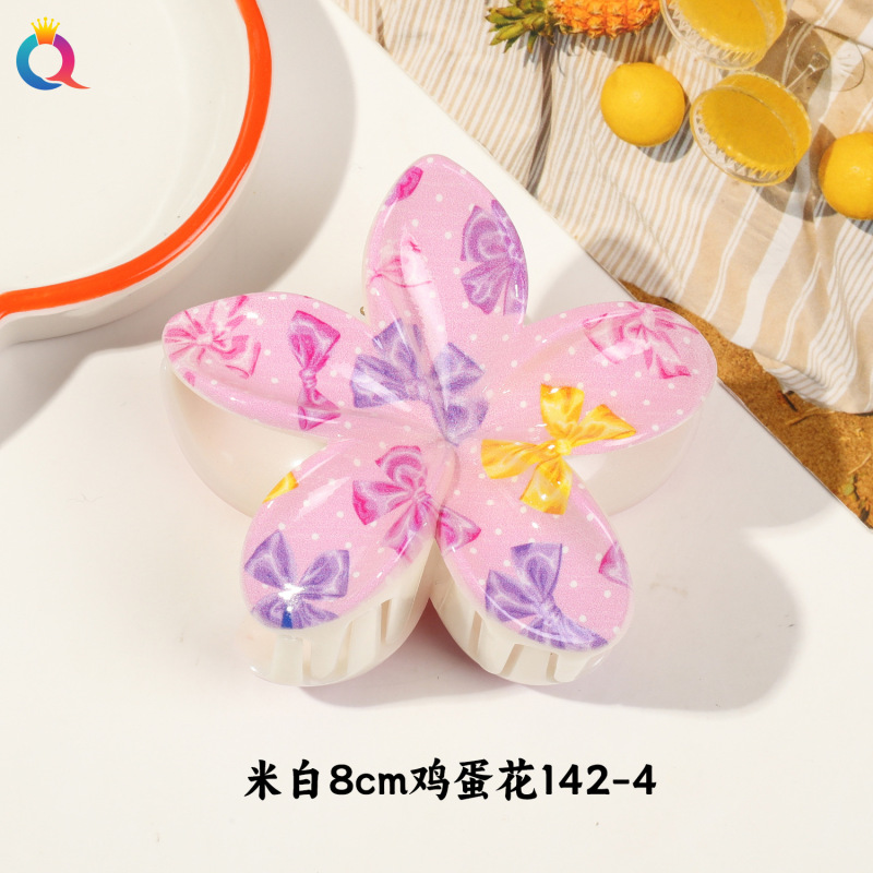 Qiyue クロスボーダー UV プリントフルーツクリップ韓国スタイルの高級エッグフラワー後頭部ヘアピン気質サメクリップ|undefined