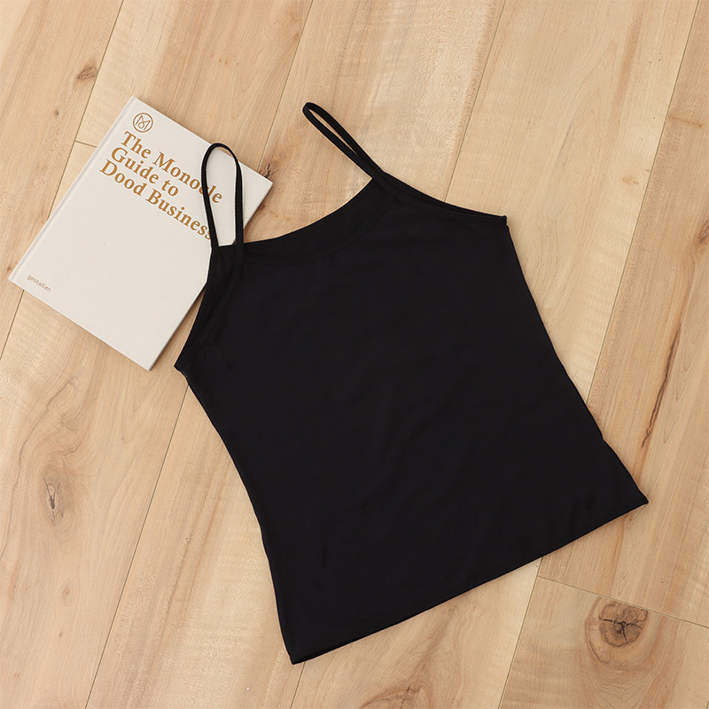 작은 Camisole 여름 섹시 코튼 라운드 넥 Bottoming 외부 착용 내부 슬리밍 올 매치 블랙 화이트 카미솔 탑