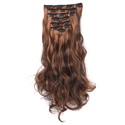 Wig women's chemical fiber hair extensions 17 clip hair 7-piece set long curly hair wig 8-piece set