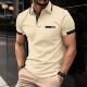 2024 New Cross-border Men's Casual Polo Shirt Chest Fake Pocket Lar Button Business T-shirt Top Men