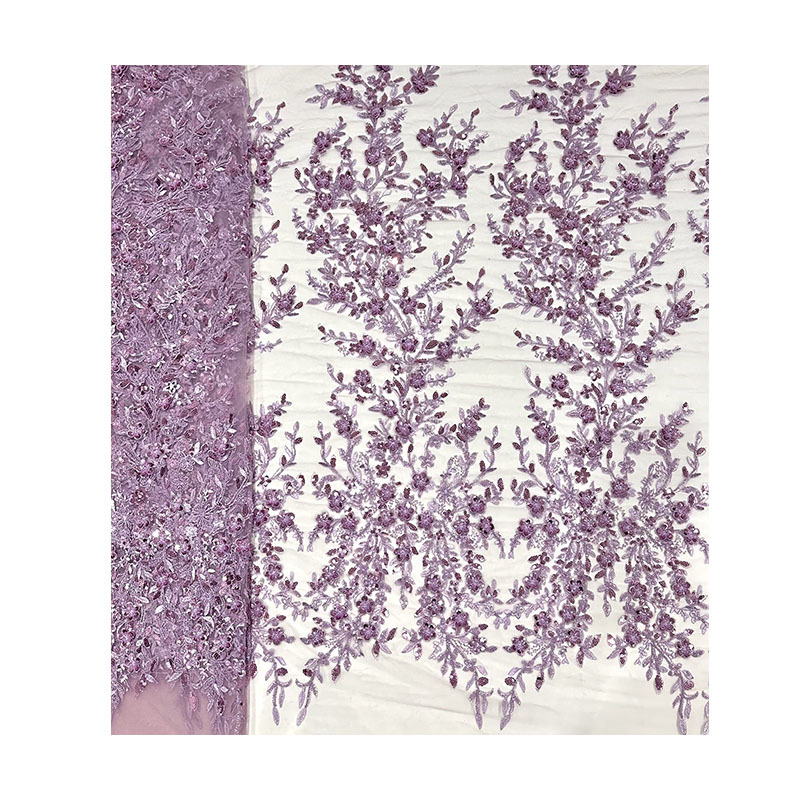 Vestido de boda transfronterizo de encaje tubo de bordado de cuentas esquinilla tridimensional tela de bordado de lace de novia 3D