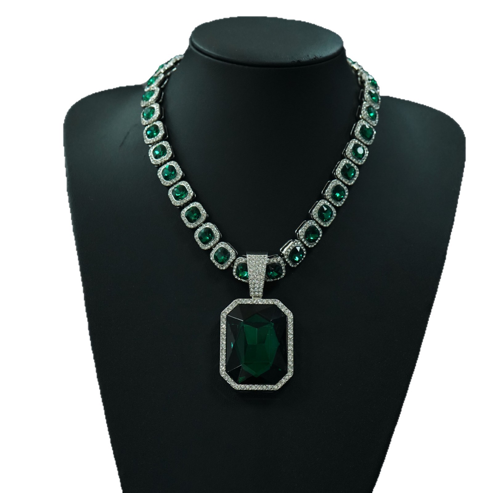 Amazon venta caliente de collares de piedra preciosa de color cubana con colgante de piedra preciosa de color nuevo collar de hombre en Europa y América