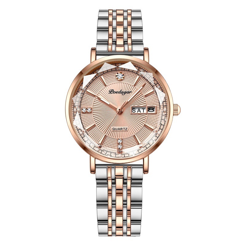 Suizo nuevo impermeable luminoso reloj de mujer doble calendario reloj de cuarzo TikTok Live AliExpress Venta caliente